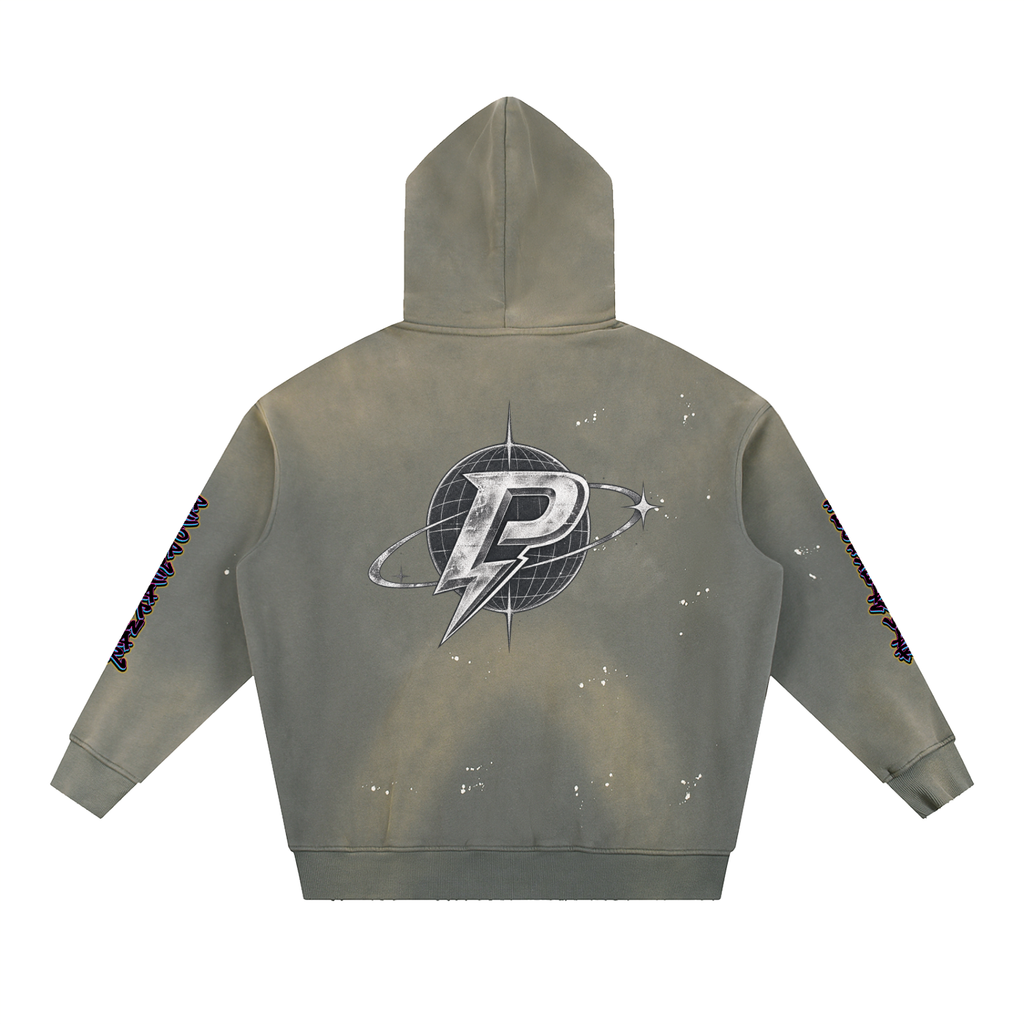 Vintage Washed Frayed PAW$ Fleece Hoodie