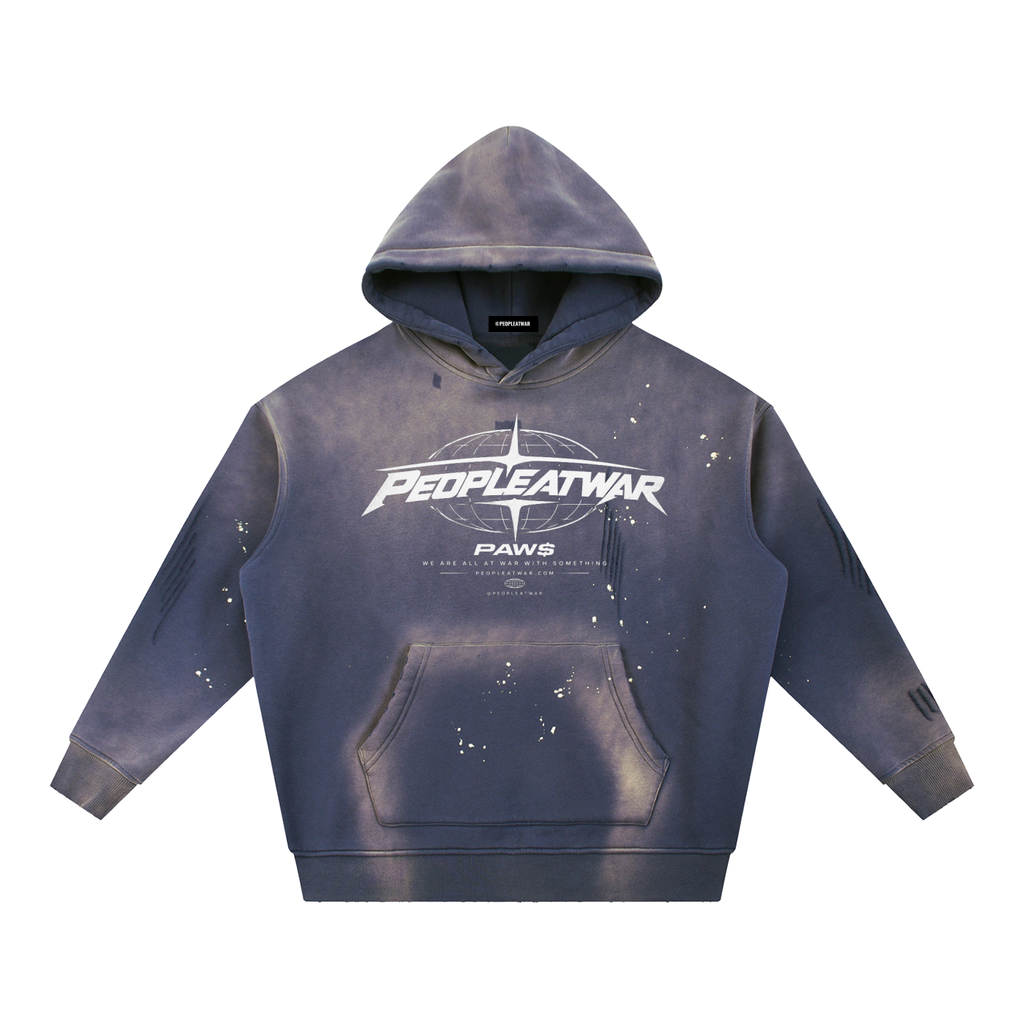 Vintage Washed PAW$ Frayed Fleece Hoodie
