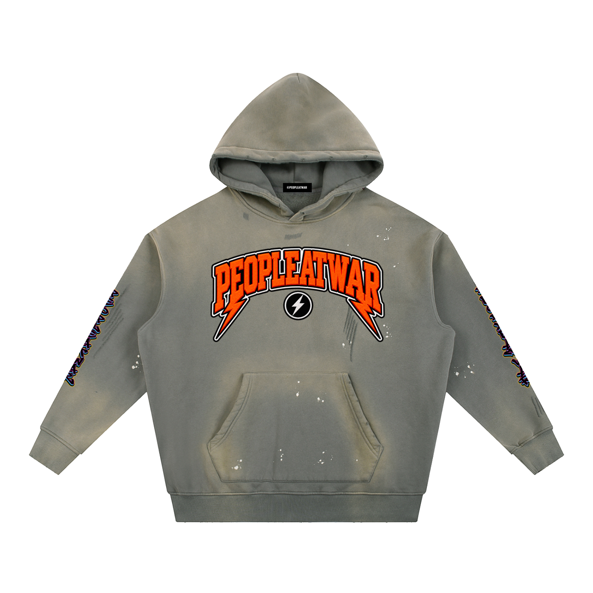 Vintage Washed Frayed PAW$ Fleece Hoodie
