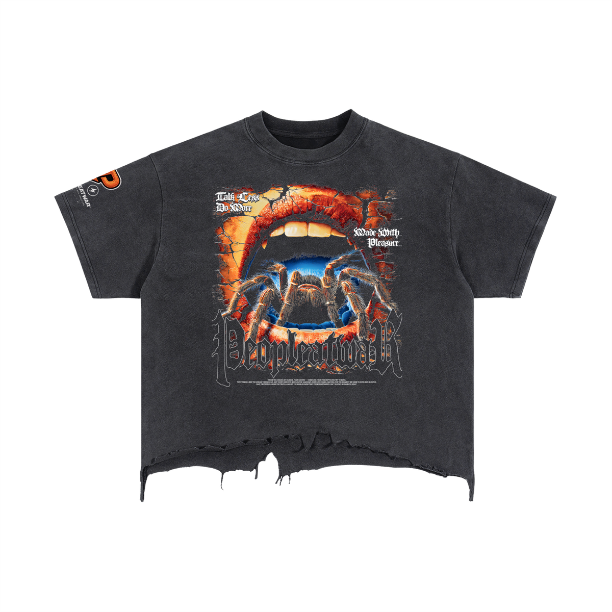Vintage Wash Boxy Distressed Hem “FEAR” T-Shirt