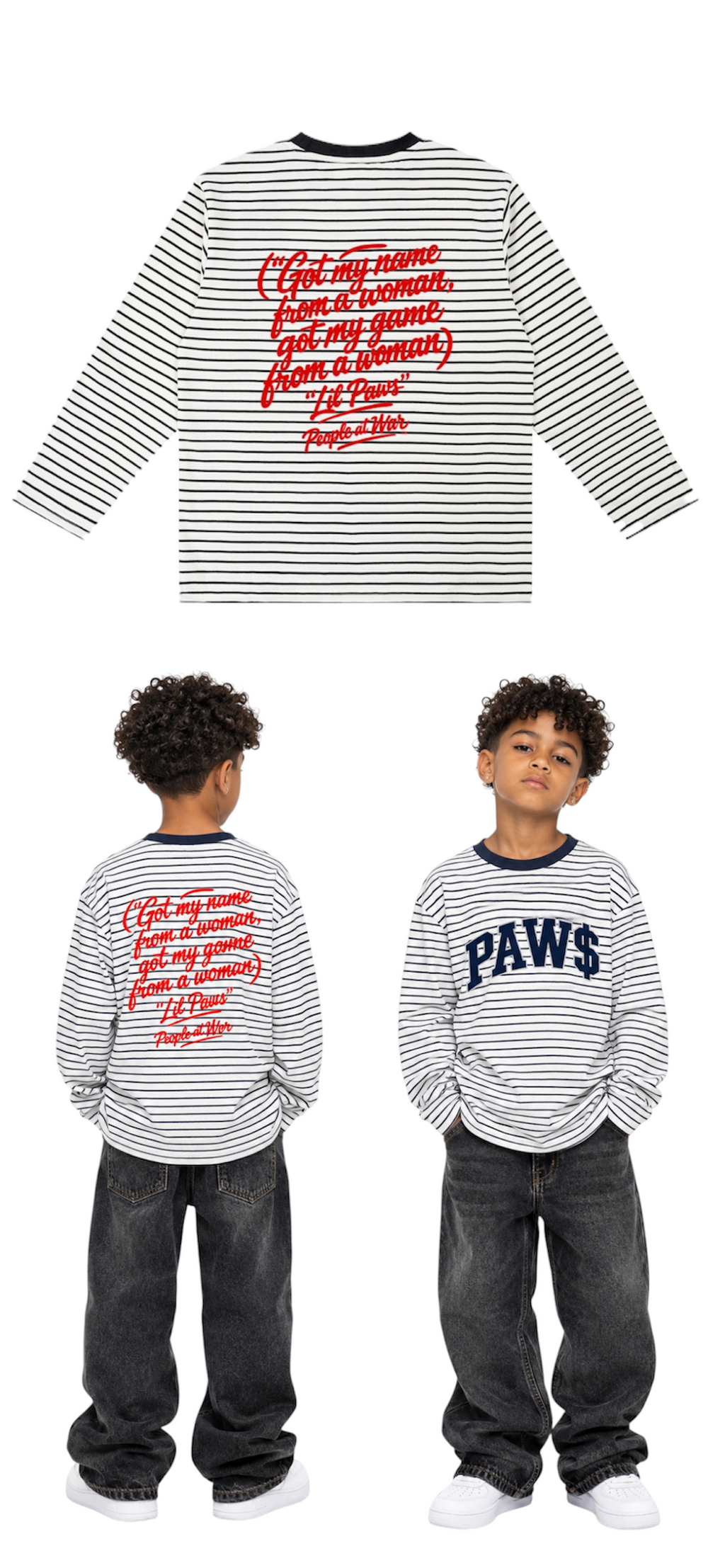 BOYS LIL PAW$ - Kid's Striped Long Sleeve T-Shirt