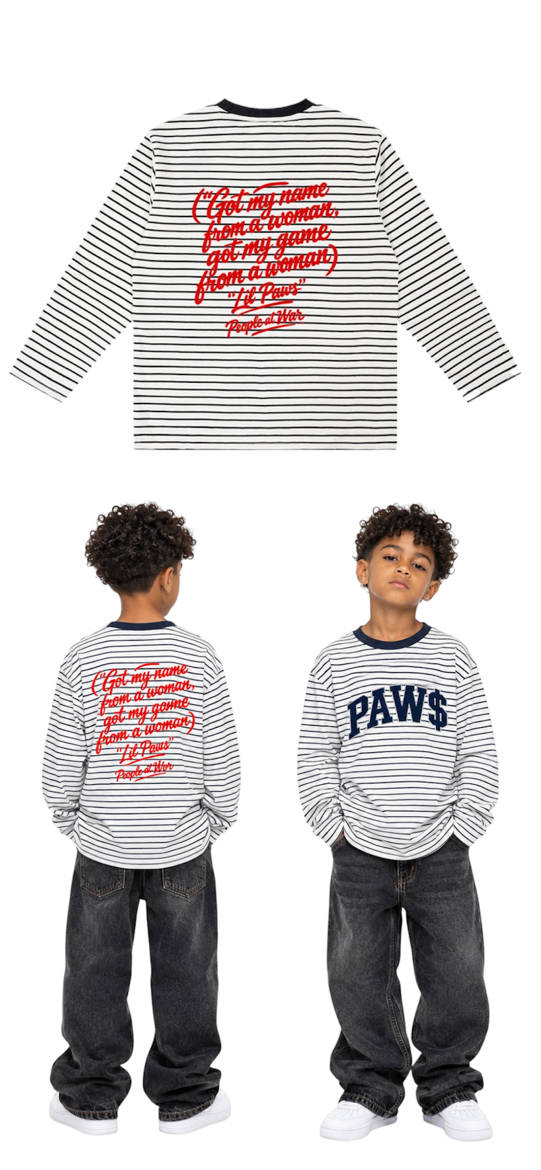 BOYS LIL PAW$ - Kid's Striped Long Sleeve T-Shirt