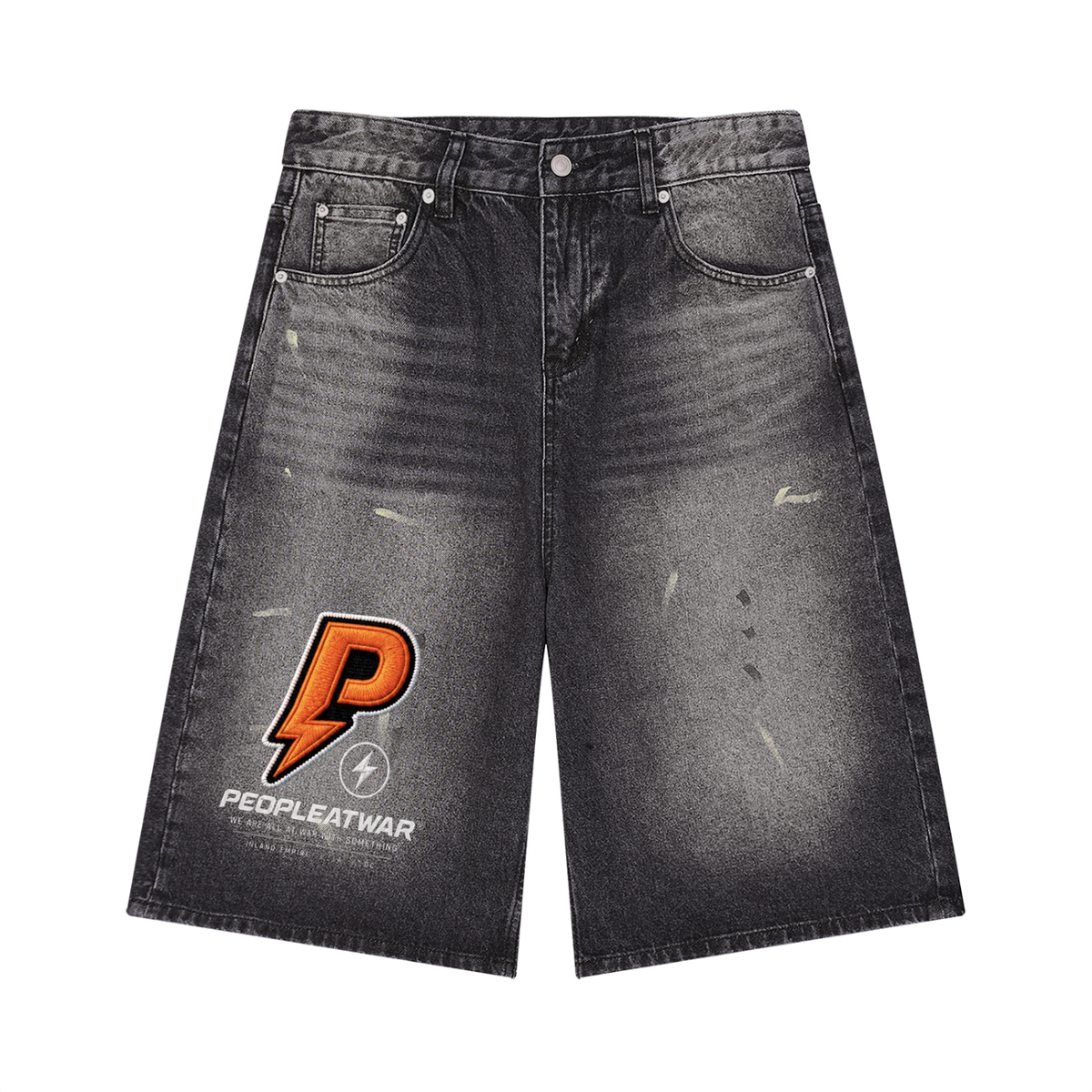 Men’s Vintage Wash Wide Leg PAW$ Denim Shorts