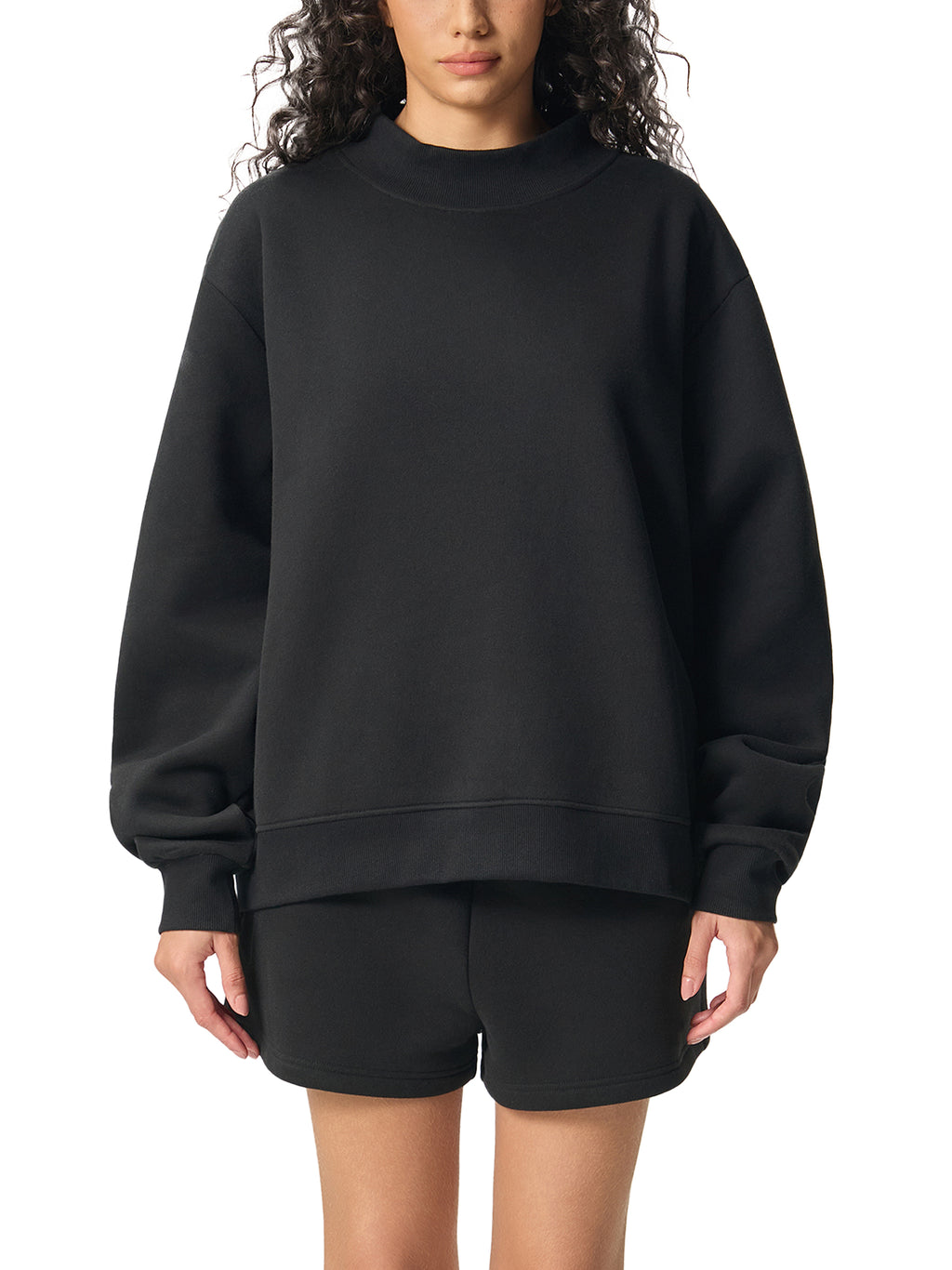 Wmns PAW$ Essential Fleece Mock-Neck Crew Sweatshirt